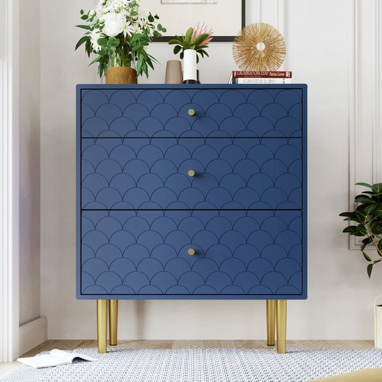 Buffetkast MARINE Blauw & Goudkleurig 85x160x40 | Leen Bakker