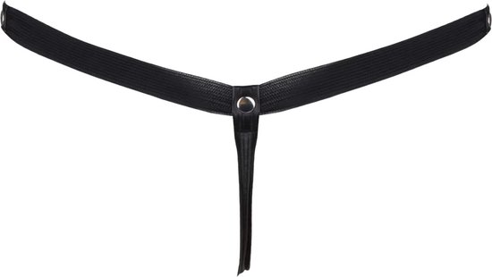 Slips en cuir pour hommes - BDSM - Fermeture bouton pour fonction entrejambe ouvert - G-string - Bandes élastiques - Sous-vêtements érotiques en cuir