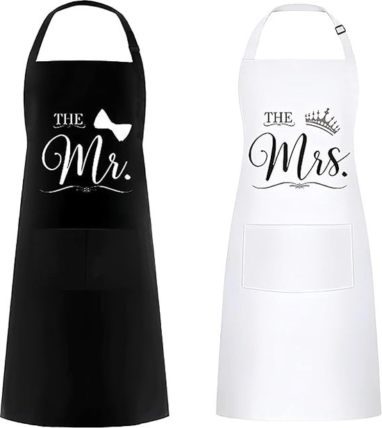 2 stuks paar schort, familie kookschort voor Valentijnsdag, Kerstmis, Halloween, huwelijkscadeau - voor Pasgetrouwde Stellen en Feestjes - Keukenschorten