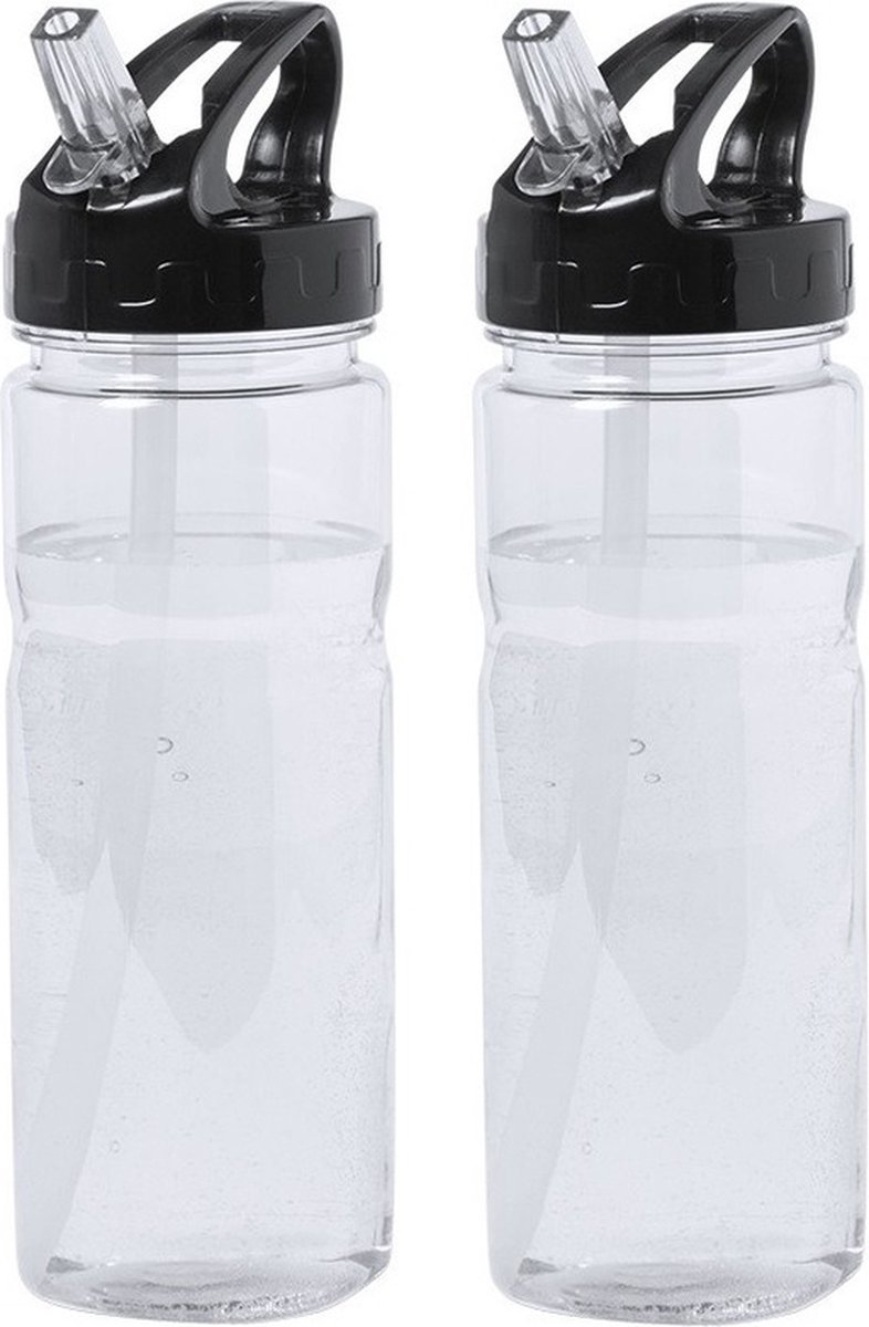2x Transparante Drinkfles/waterfles 650 Ml - Drinkflessen