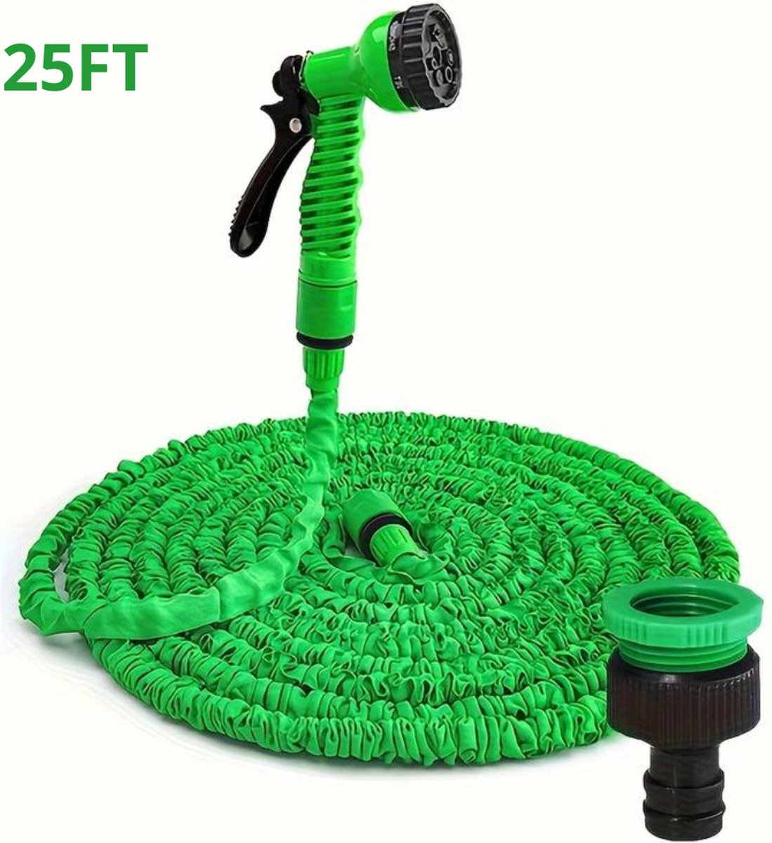Bovista Tuinslang Flexibel - Tuinslangen - Haspel - Spuitpistool - 7.5 Meter - Groen