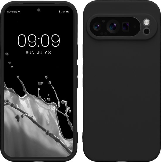 kwmobile coque de téléphone adaptée à Google Pixel 9 Pro - Coque pour smartphone - Découpe précise pour appareil photo - En noir mat