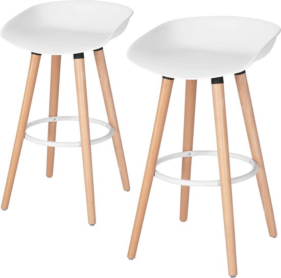 Set van 4 houten barkrukken met biezen zitting, jaren '60