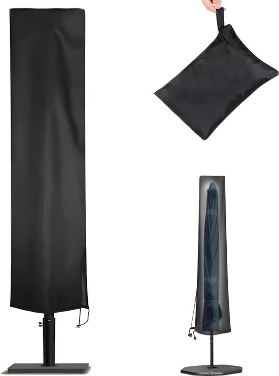 Parasolhoes - 190×50×30cm - Staande Parasol - Stevig & Duurzaam - Waterdichte Parasolhoes 600D - Met Rits, Trekkoord En Opberghoes - Waterdichte / Stofdicht / Weerbestendig - Zwart - Voor Zweefparasol En Staande Parasol