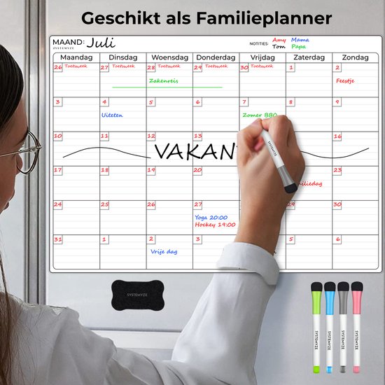 BIROYAL 4 Stk. Magnetische weekplanners, afwasbaar 2026 - weekplanner & maandplanner, afwasbaar, familieplanner incl. habit tracker & to-do lijst - huishoudplanner - magneetbord voor de koelkast