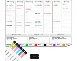 Systemyze Weekplanner Whiteboard – Magnetisch Planbord – Magnetische Maandplanner – Inclusief Markers & Wisser – A3 Formaat