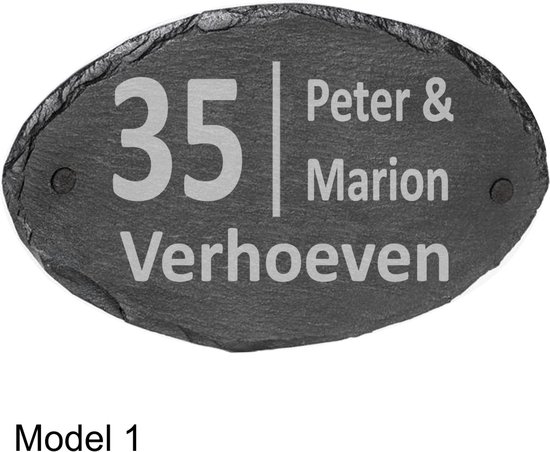 Naambordje Leisteen - 23x13cm - Ovaal