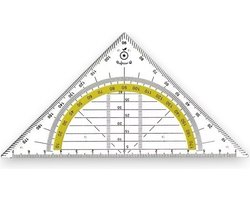 Professor Q Geodriehoek - 14 cm - 180 Graden - Transparant Kunststof - 1 Stuk