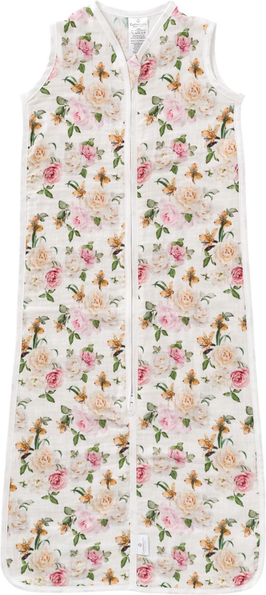 Cottonbaby Slaapzak zomer - zonder mouw - 80 cm - hydrofiel - Roses