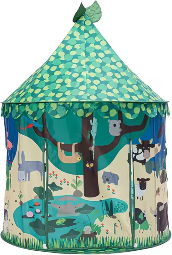 Foto: Speel tent dieren jungle kinder tent buiten en binnen speelgoed 135 x 100 cm incl opbergtas gemakkelijk in elkaar te zetten