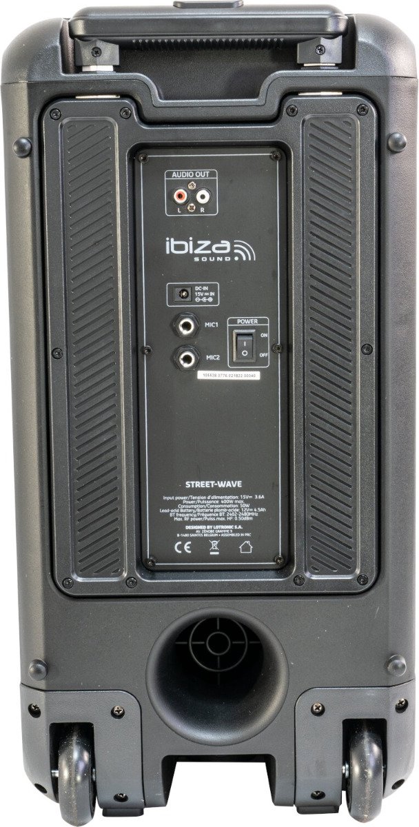 Ibiza - STREET-WAVE - Draagbare 8"/400W batterijluidspreker met Bluetooth, USB en microSD - WAVE LED-effect en draadloze TWS-verbinding - Zwart van Ibiza — afbeelding 4