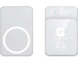 The smart place® Powerbank 10.000 mAh - Draadloos - Snelladen - Wit - Magnetisch & Draadloos – USB-C/USB-A – LED Display – Geschikt voor iPhone & Android – Universeel Noodpakket