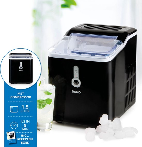DOMO DO9220IB IJsblokjesmachine - Cyclus van 8 min. - 1.5 L - Receptenboekje - Zwart van Domo — afbeelding 2