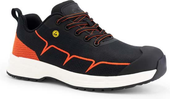 SPIEZ Veiligheidsschoenen voor dames, werkschoenen met composietneus en luchtkussen, comfort, lichtgewicht, lekbestendige veiligheidssneakers voor werk en dagelijks gebruik, zwart/roze/paars, maat 4,5
