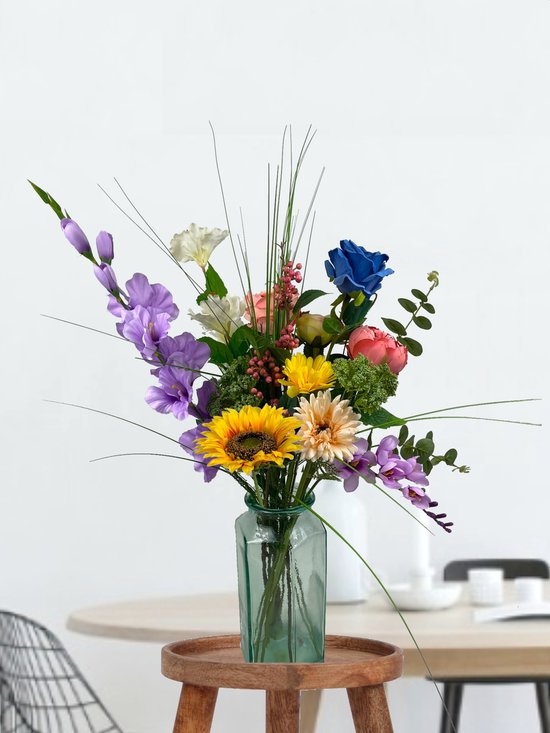 Zijden Boeket – 60-70 cm hoog – 15 stelen – housewarming cadeau – moederdag cadeautje – moederdag cadeau voor mama – decoratie – DIY – Zomer – Exclusief vaas – Plukboeket - Veldboeket – Kunstbloemen - nep bloemen - nepbloemen - kunstplanten
