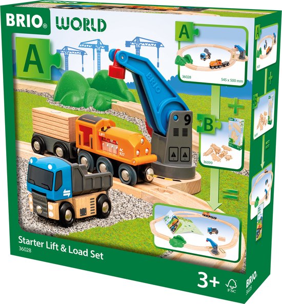 BRIO World – 36028 Set voor beginners heffen en laden | Set speelgoedtreintjes voor kinderen vanaf 3 jaar