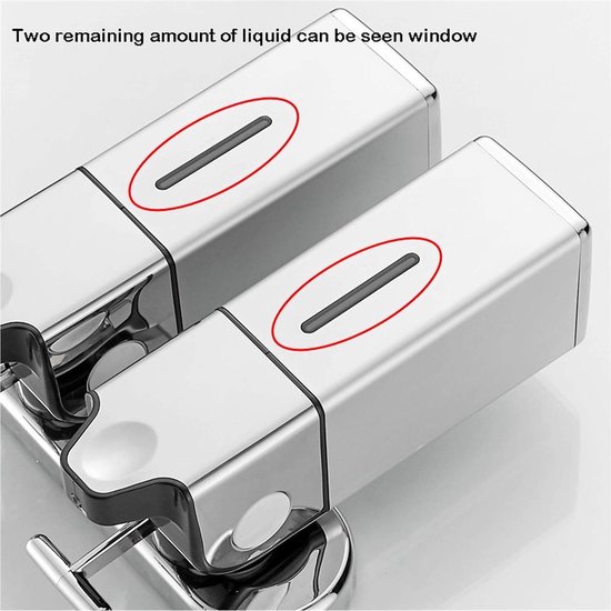 Zeepdispenser roestvrij staal, shampoo en conditioner dispenser, vloeibare zeep douchegel dispenser badkamer, zeepdispenser wandmontage, handzeep wassen dispenser voor huis, badkamer, hotel (800ml