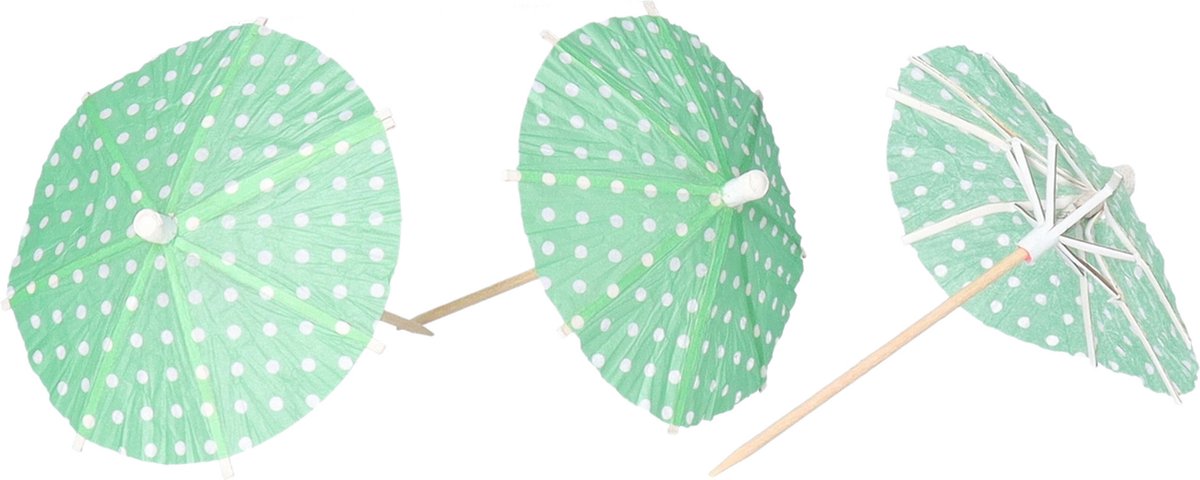 Papstar IJsparasols cocktailprikkers - 20x stuks - groen - 10 cm - decoratie prikkers - Feestelijk