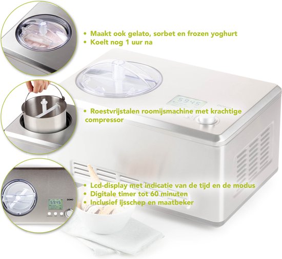 DOMO DO9201I IJsmachine - Zelfvriezend - 2 L van Domo — afbeelding 3