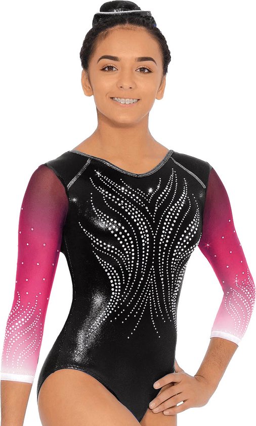 GSJNHY Girls' Gymnastics Shirt Patchwork Shirt Long Sleeve Ballet Suit Girls Artistic Skating Suit for Girls, pink