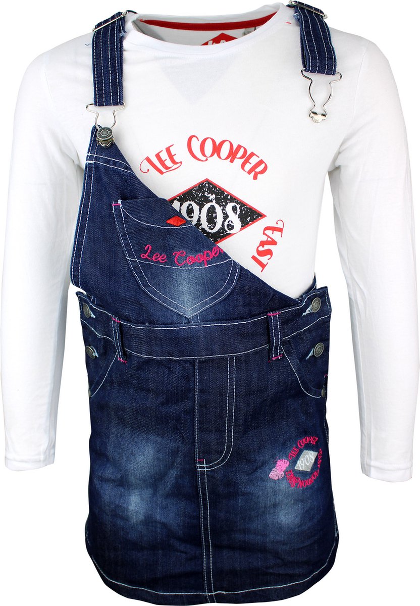 Lee Cooper Jurkje Lee Cooper denim donkerblauw Kids & Kind Meisjes Wit, Blauw - Maat: 158/164