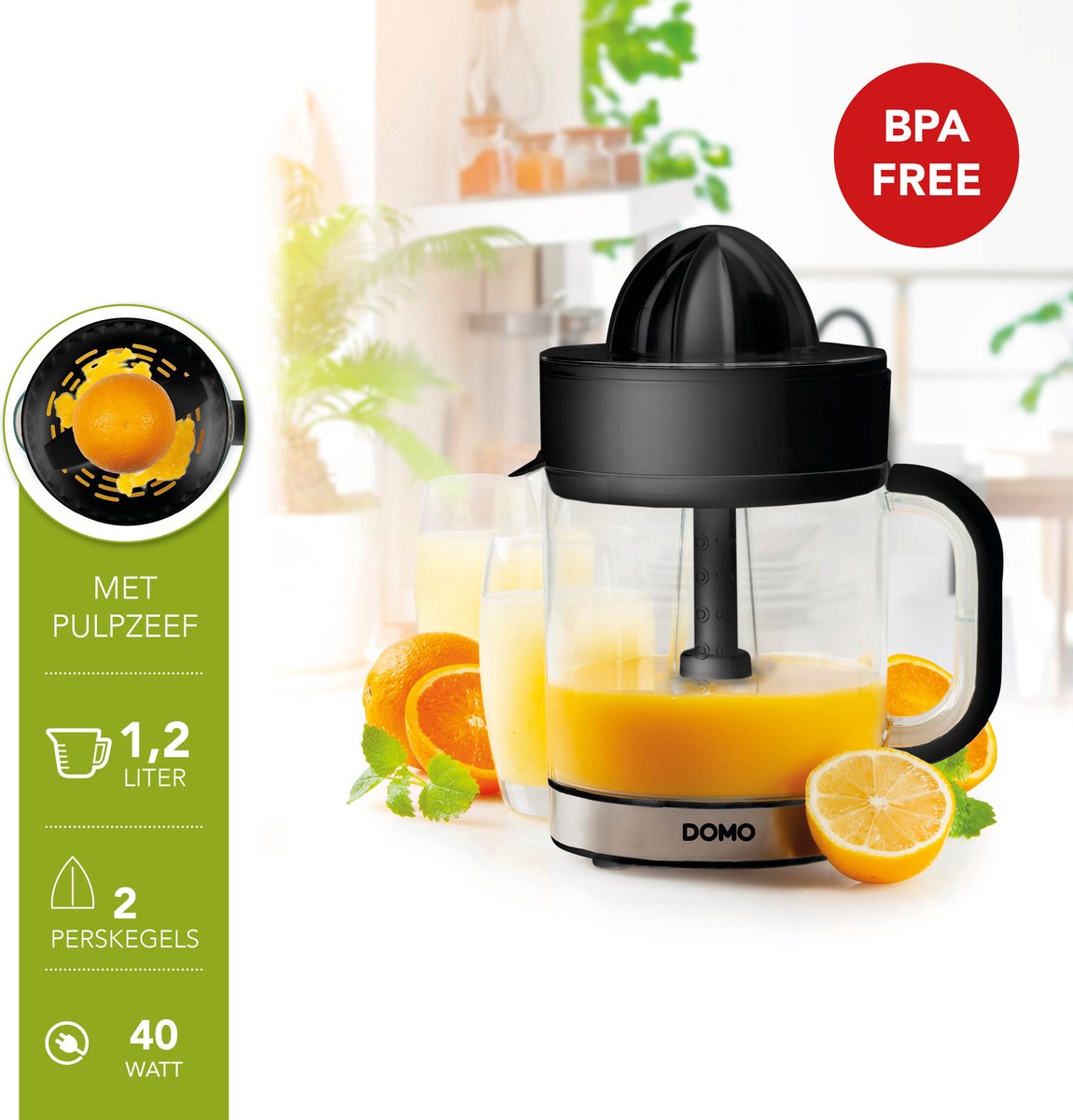 DOMO DO9235J - Fruitpers - 1.2L - Zwart/inox thumbnail 2