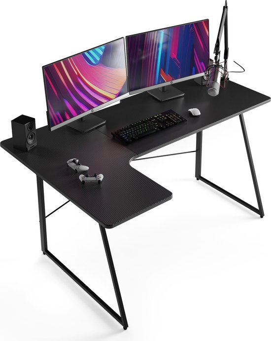 ACAZA Bureau - Game Bureau - Zwart - 160 x 100 x 75 (B x D x H) - Gaming Bureau - Hoekbureau - Bureau Gaming - Hoekbureau Gaming