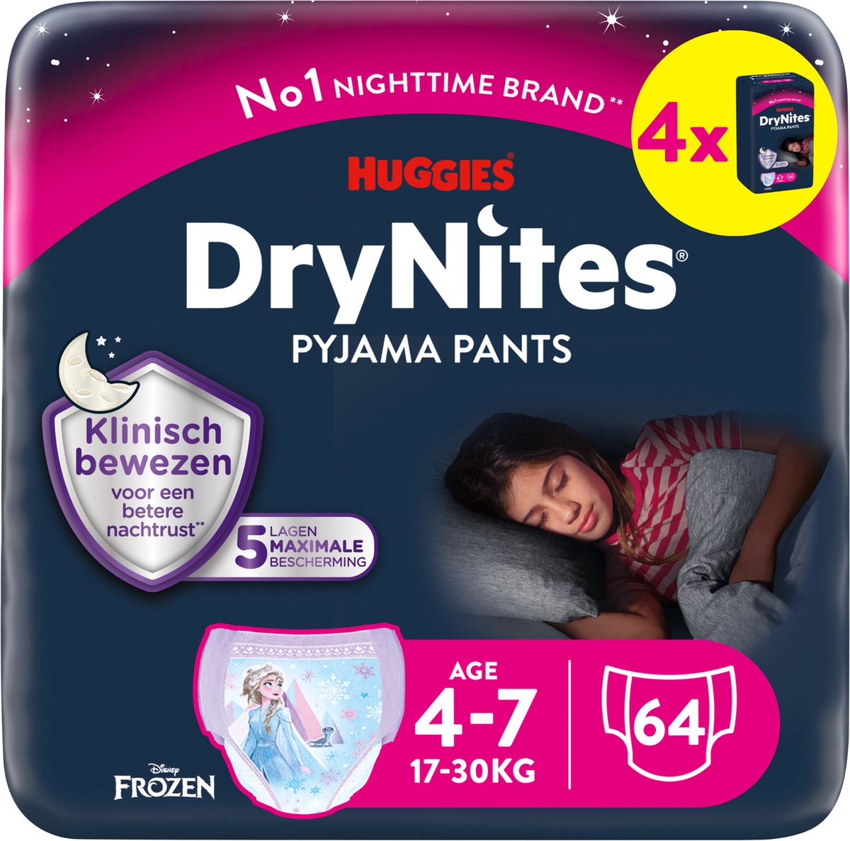 Goedkoopste Huggies DryNites luierbroekjes - meisjes - 4 tot 7 jaar (17 - 30 kg) - 64 stuks - voordeelverpakking