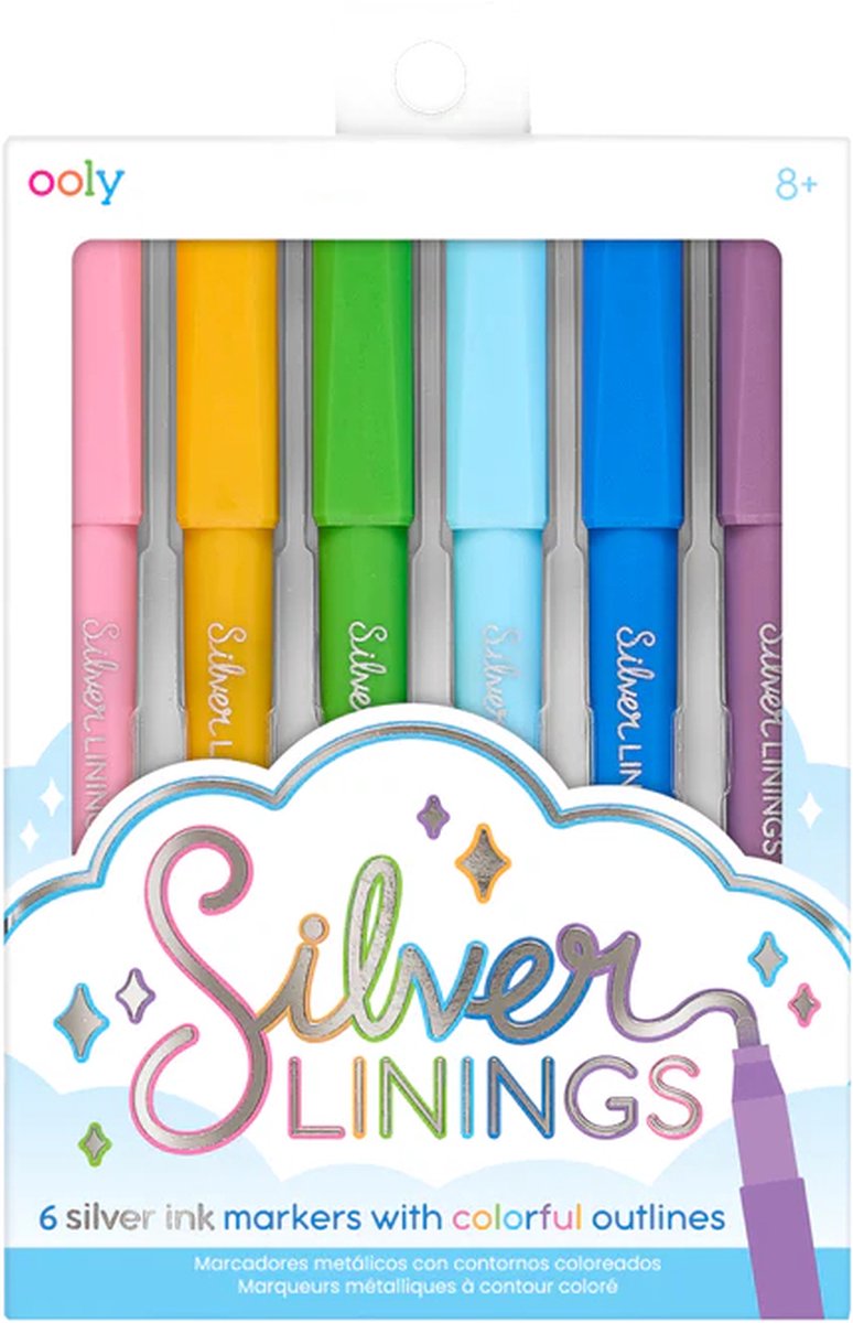 Ooly - Silver Linings - Metallic contour stiften met kleur in het midden - 6 Stuks