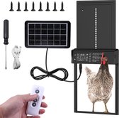 Kippenluik Op Zonne Energie, Automatisch Van Aluminium Kippendeur Met Waterdicht Groot Display Lichtsensor Afstandsbediening Anti Knijpfunctie Timer Voor Het Veilig Houden Kippen 651878210