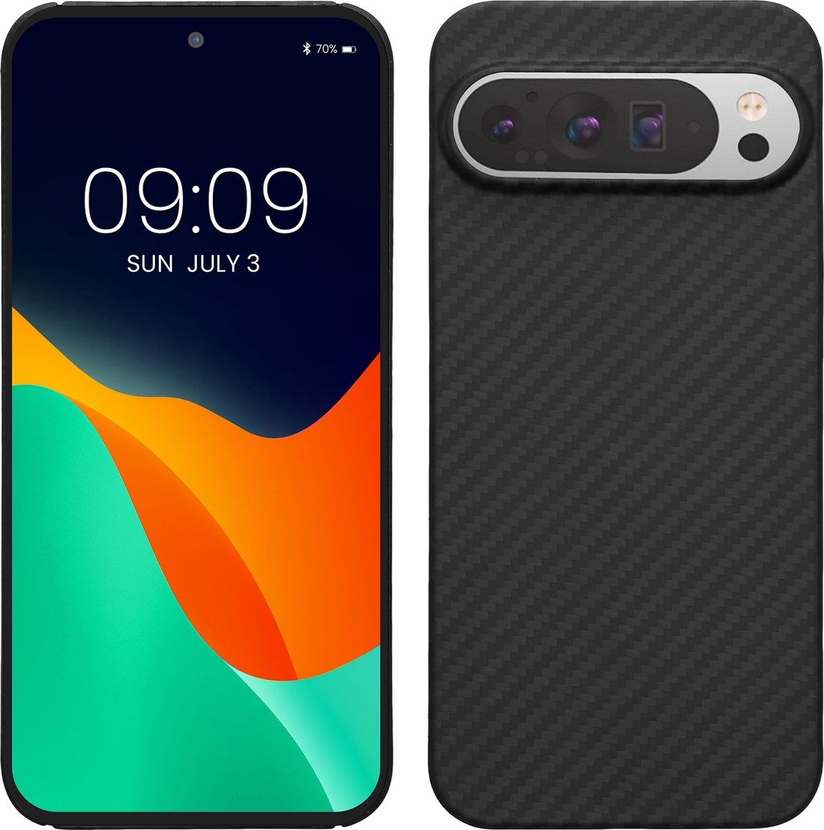 kalibri hoesje geschikt voor Google Pixel 9 Pro XL - aramidehoes voor smartphone - mat zwart