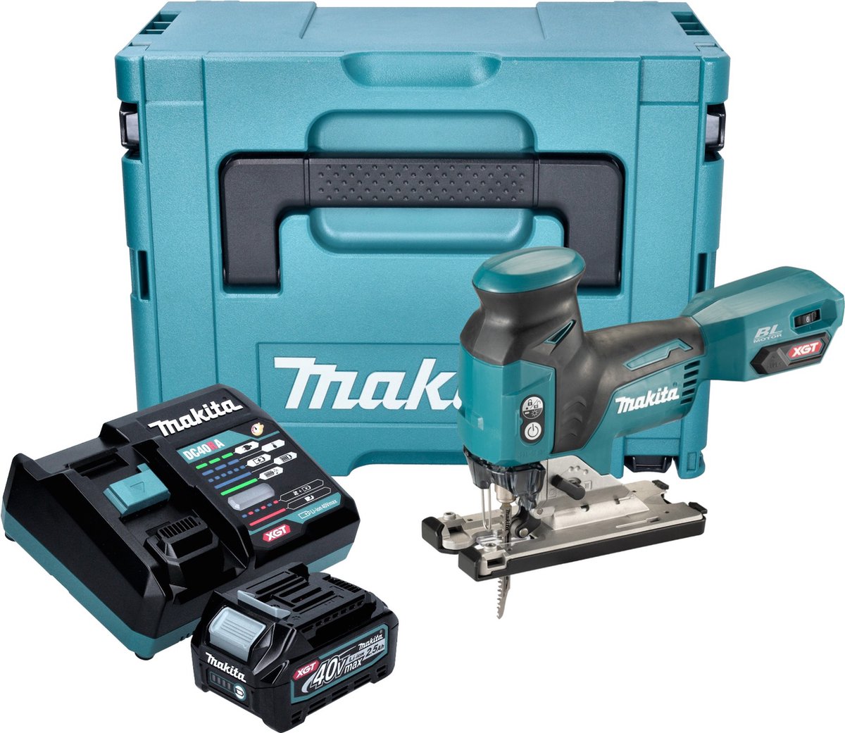 Makita JV 001 GD101 Accu decoupeerzaag 40 V max. 135 mm borstelloos + 1x oplaadbare accu 2.5 Ah + lader + Makpac