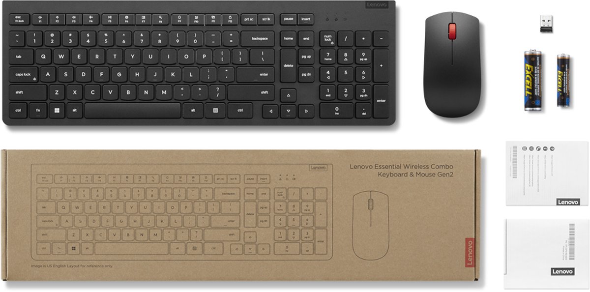 Lenovo 4X31N50746 toetsenbord Inclusief muis Universeel RF Draadloos QWERTY Amerikaans Engels Zwart