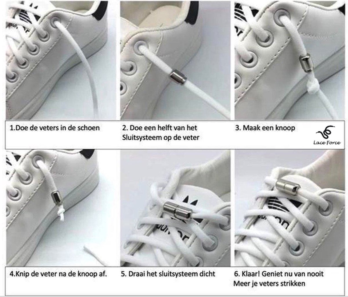 SULPO Elastische rubberen veters zonder strikken, plat, met draaisluiting, grijs, Eén Maat