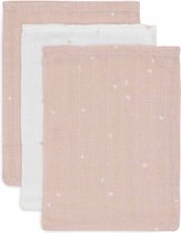 Jollein - Baby Hydrofiel Washandje - Katoen - 3 Stuks - Twinkling Wild Rose - Baby Washand, Hydrofiele Washandjes -15x20cm