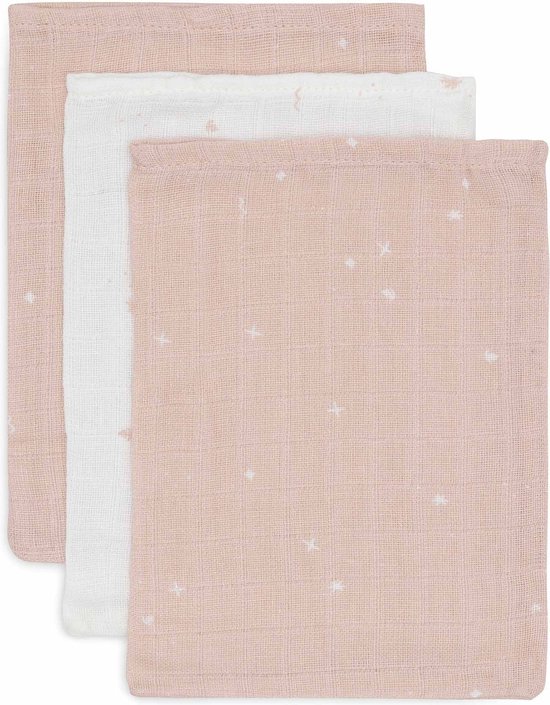 Foto: Jollein baby hydrofiel washandje katoen 3 stuks twinkling wild rose baby washand hydrofiele washandjes 15x20cm