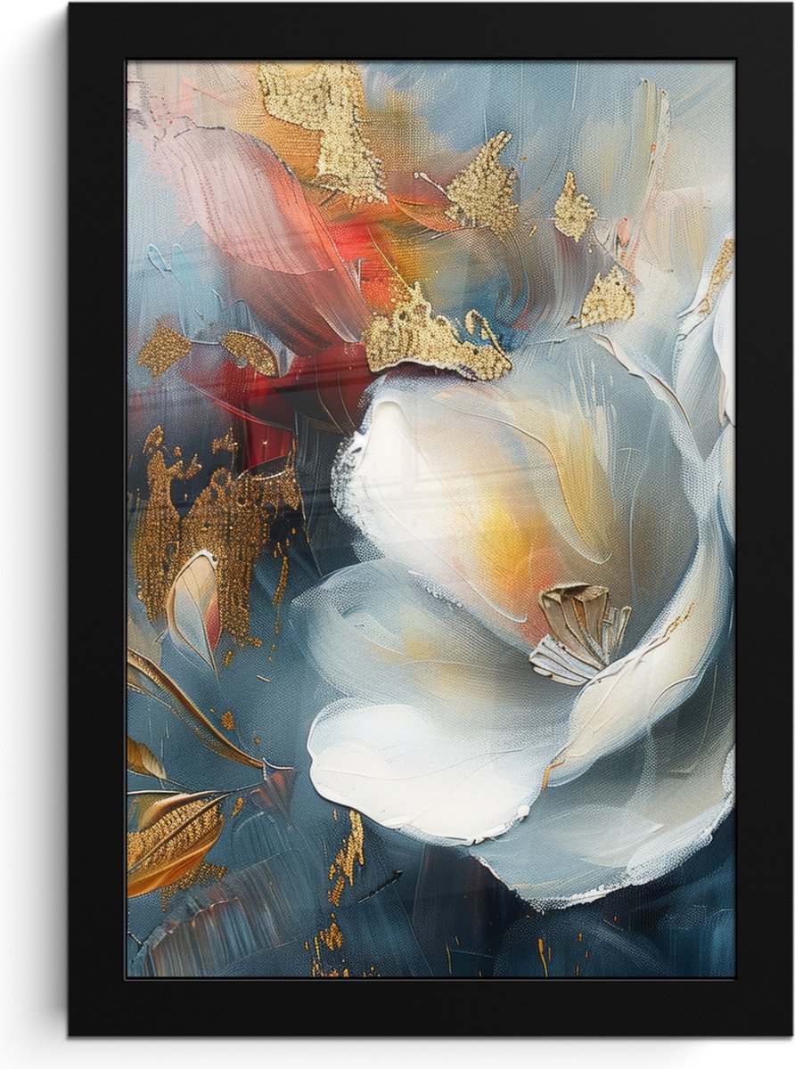 FrameYourWall Poster in lijst - Fotolijst 20x30 cm - Posters - Bloemen - Wit - Goud - Kunst - Abstract - Posterlijst zwart - Decoratie - Wanddecoratie woonkamer - Muurdecoratie slaapkamer