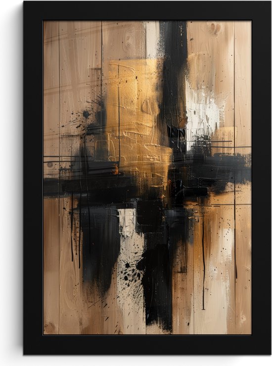 Affiche sous cadre - Cadre photo 20x30 cm - Posters - Moderne - Zwart - Or - Peinture - Cadre affiche noir - Décoration - Décoration Décoration murale salon - Décoration murale chambre