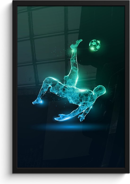 Foto: Poster in lijst fotolijst 40x60 cm posters voetbal voetballer jongen zwart posterlijst zwart wanddecoratie tienerkamer kamer decoratie tieners tiener jeugdkamer accessoires