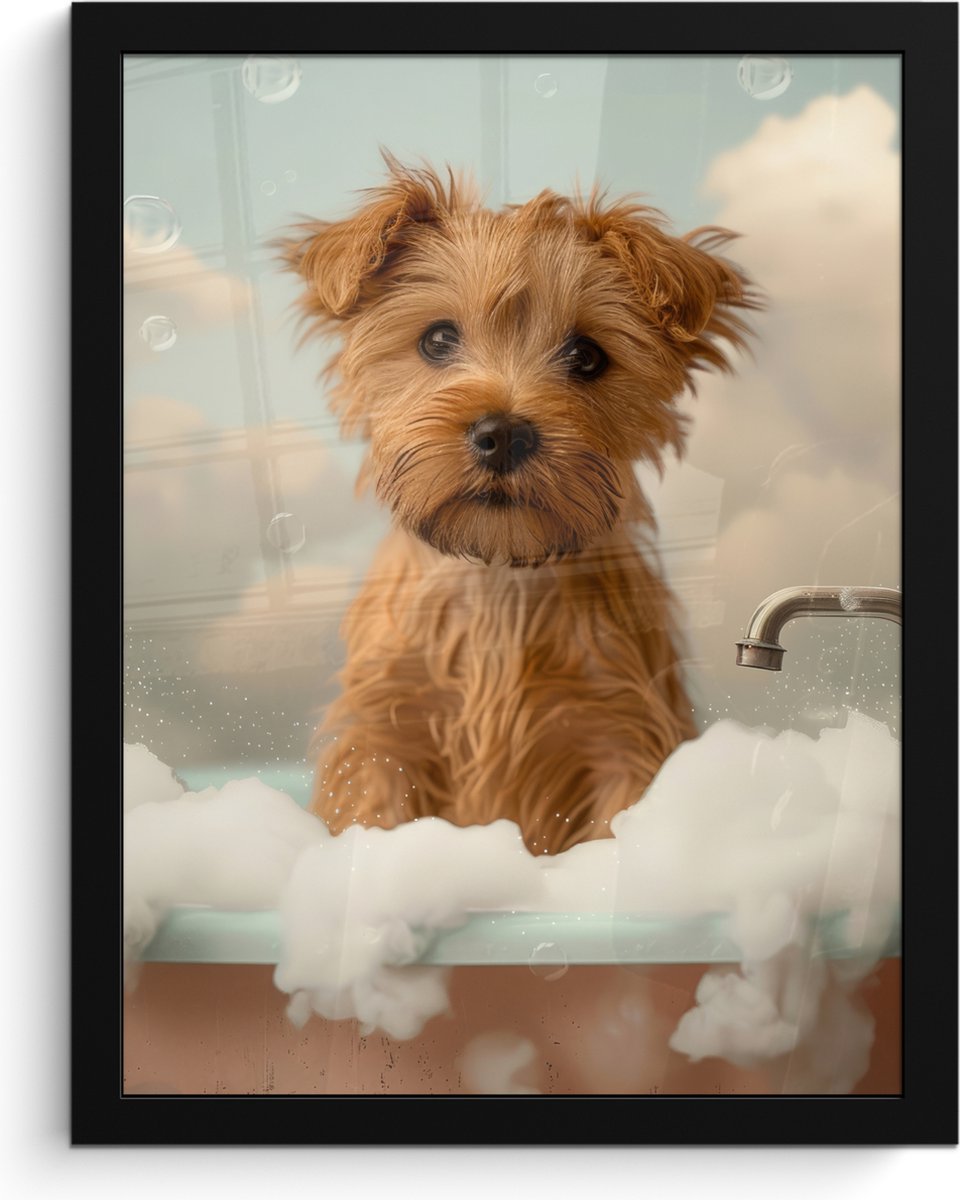 Poster in lijst - Fotolijst 30x40 cm - Posters - Hond - Bad - Dieren - Schuim - Posterlijs