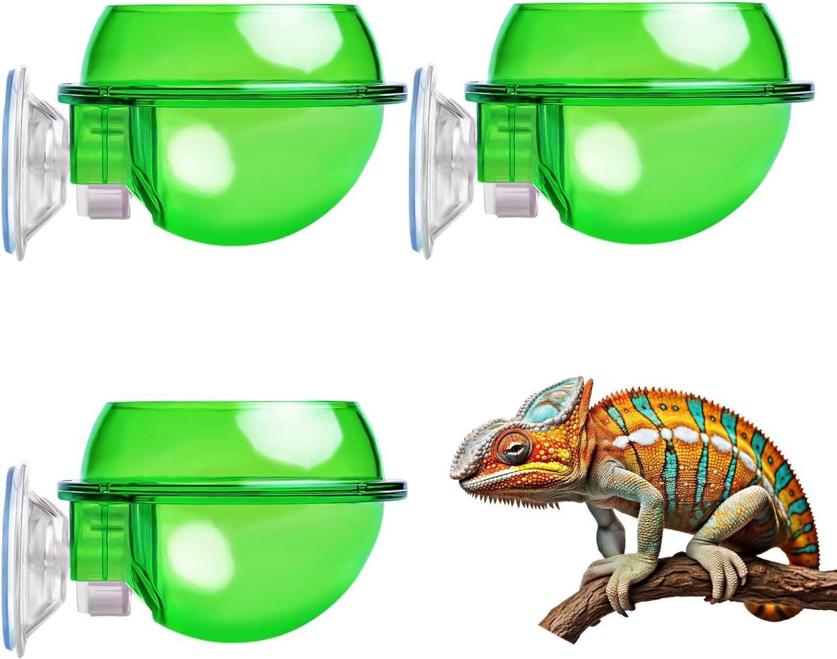 Inovra Plus - Reptiel Voedsel Water Kom met Zuignap en Anti-Escape Ontwerp voor Hagedis, Kameleon en Gecko - Set van 3 Stuks