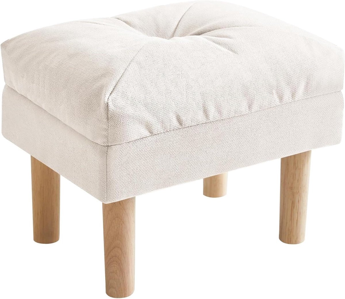 Voetkruk met spons gewatteerde zitting - beige - voor woonkamer slaapkamer - 40 × 29 × 32 cm - HBD023M