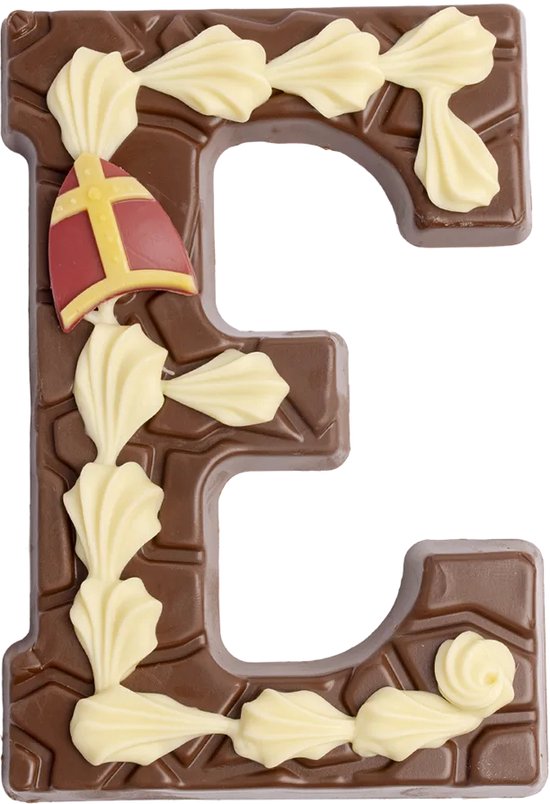 Foto: Chocoladeletter melkchocolade e gedecoreerd luxe 200 gram