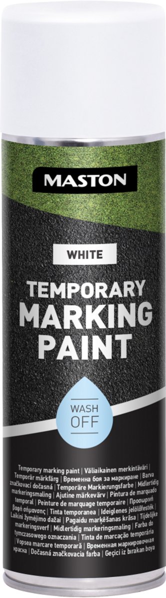 Maston Temporary Marking Paint - Mat - Wit - Tijdelijke Markeringsspray - 500 ml - spuitbus verf
