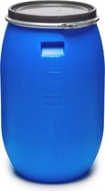 Garronda 120L Kunststof Trommel Met Deksel - Vat - Regenton - HDPE - Voedselvat - Tuin Hobbock - Blauw/Zwart - GD-STE-Barrel