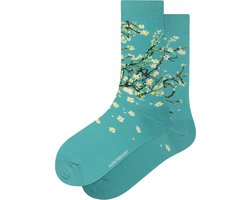 Kunst sokken - Amandelbloesem: Vincent van Gogh - Sokken Heren 41 46 - Biologisch Katoenen Sokken - funny socks happy - Vrolijke Sokken - Grappige Sokken - Sokken Cadeau