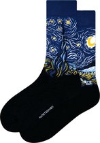 Kunst sokken - De Sterrennacht: Vincent van Gogh - Sokken Heren 41 46 - Biologisch Katoenen Sokken - funny socks happy - Vrolijke Sokken - Grappige Sokken - Sokken Cadeau