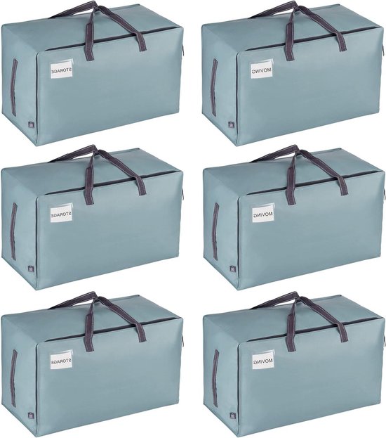 VENO Set van 4 grote opbergzakken met deksel en versterkte handgrepen, 102 liter, robuuste dozen voor het opbergen van kleding en reizen, waszak ( lichtgroen, 4 stuks