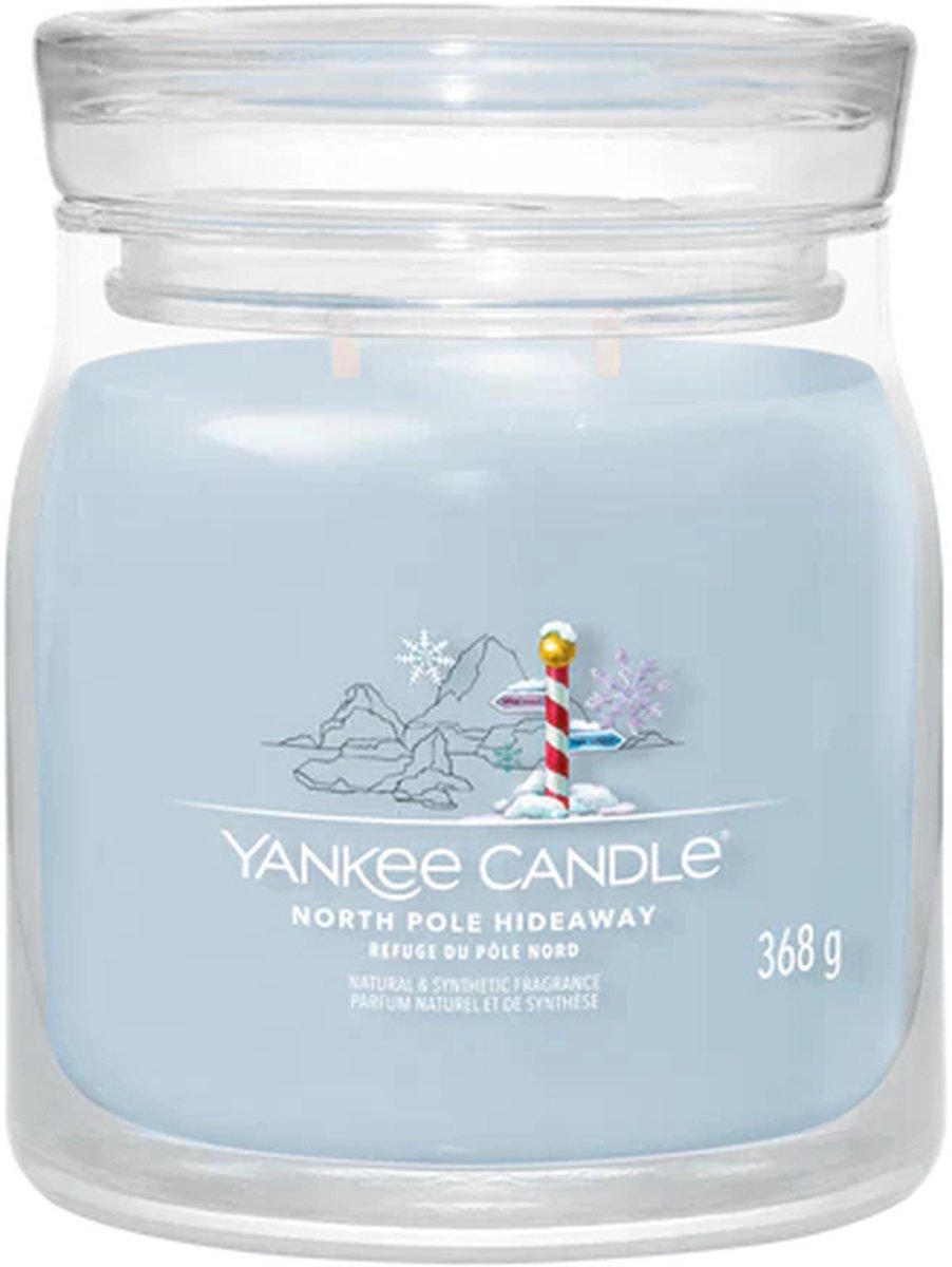 Yankee Candle North Pole Hideaway Medium Geurkaars - 50 branduren - 2 lonten Blauw