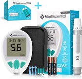 MostEssential Premium Glucosemeter Startpakket - Bloedsuikermeter - Bloedglucosemeter - Diabetes Meter - Alles in één set - Inclusief Opbergtas, Prikpen, 60 Teststrips & 60 Lancetten